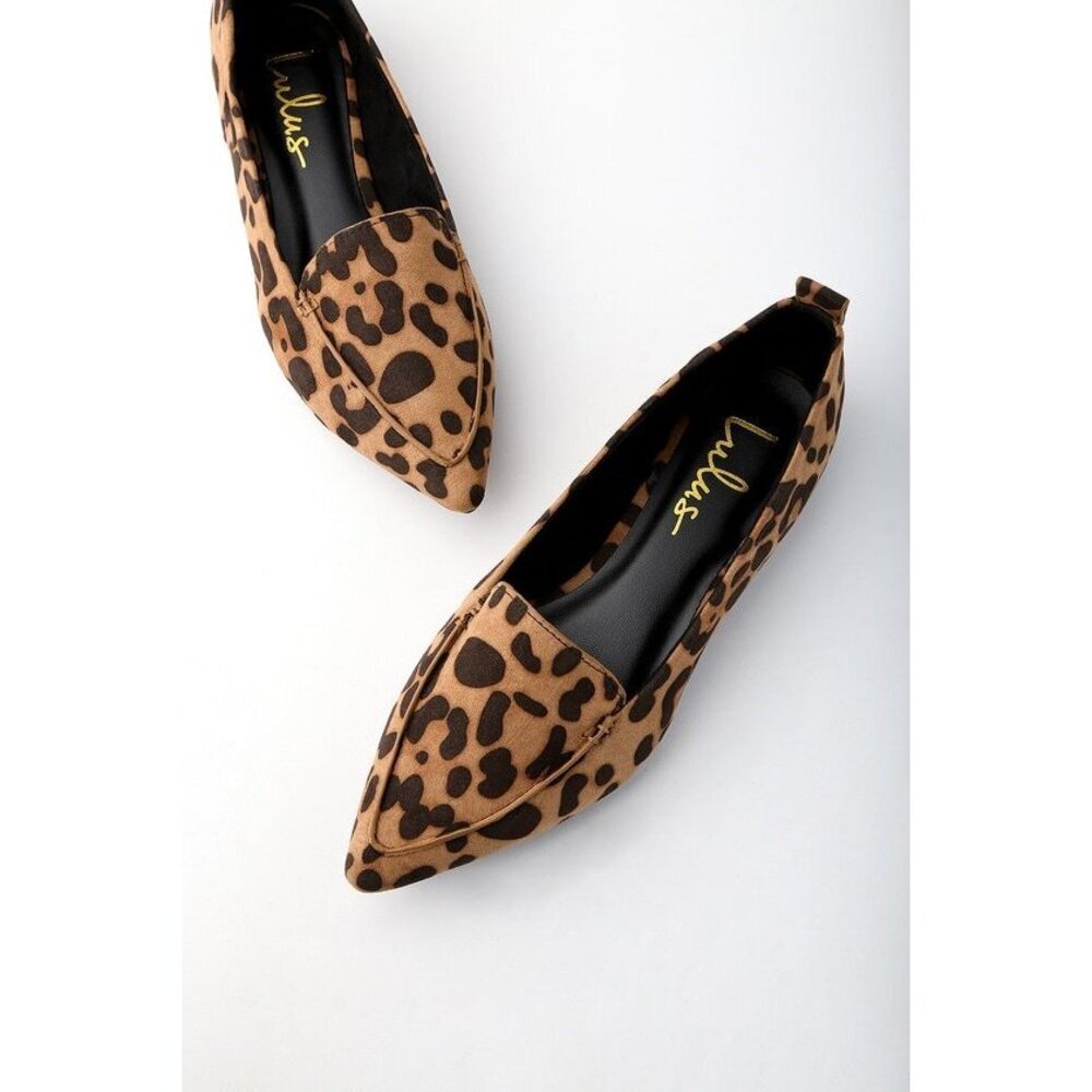 Lulus Emmy Leopard Suede Pointed Loafers Brown - Size 8.5